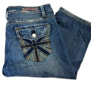 Vigoss Jeans Womens 11/12 Blue Capri Medium Wash Denim 8.5 rise Embroidered